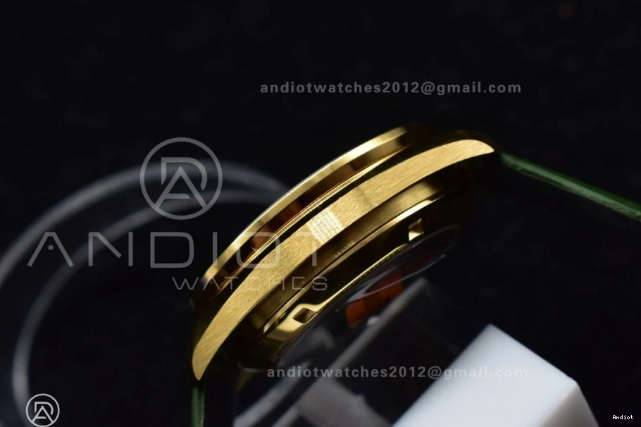 Green Manual in Dial Speedmaster RMF Green on Edition Moonwatch Leather Strap Best YG Gold Chrono Moonshine 1225